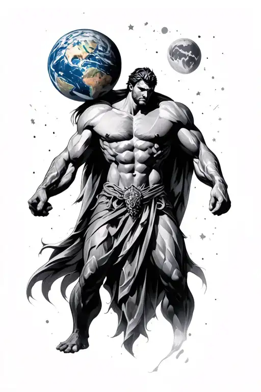The Titan Atlas Holding The Earth On His Shoulders