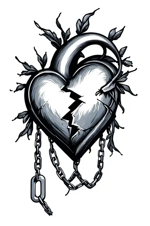 A Simple Broken Heart Symbol That Has A Chain Running Down