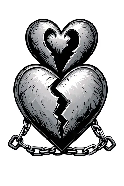 A Simple Simple Broken Heart Symbol That Has A Chain Running Down