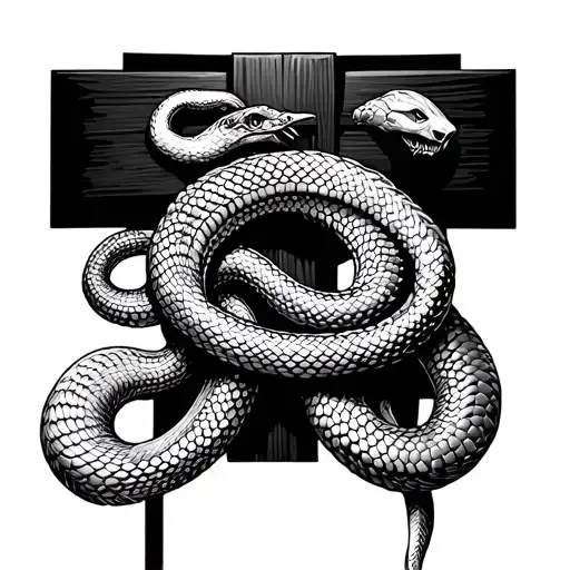 Crucified Snake On A Christian Cross