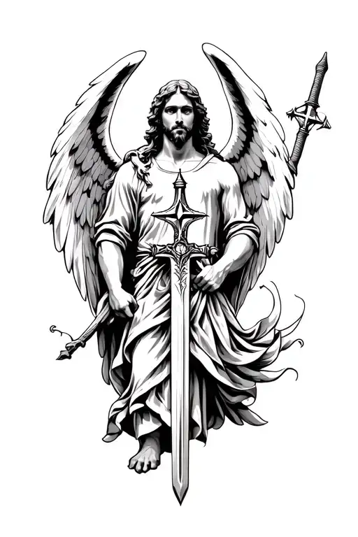 Arch Angel Michael With Sword With Compass