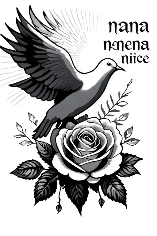 Name Nenna With A Dove Nice And A Rose With Light Coming Off The Dove