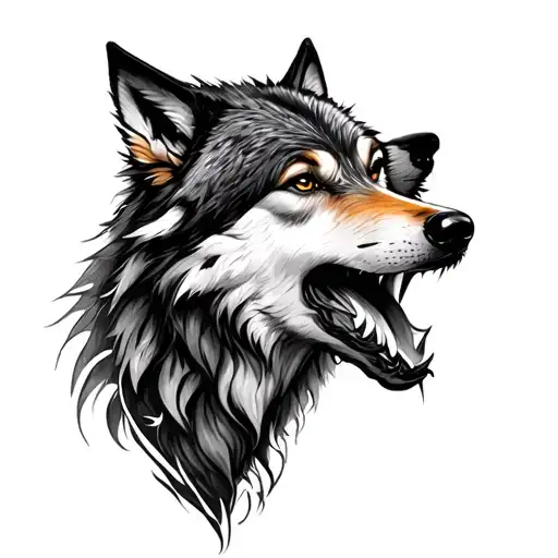 Girl Whith Wolf Howling