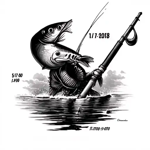 5-17-1950 Through 1-1-2018 Fishing Pole With Dates In The Fishing Line