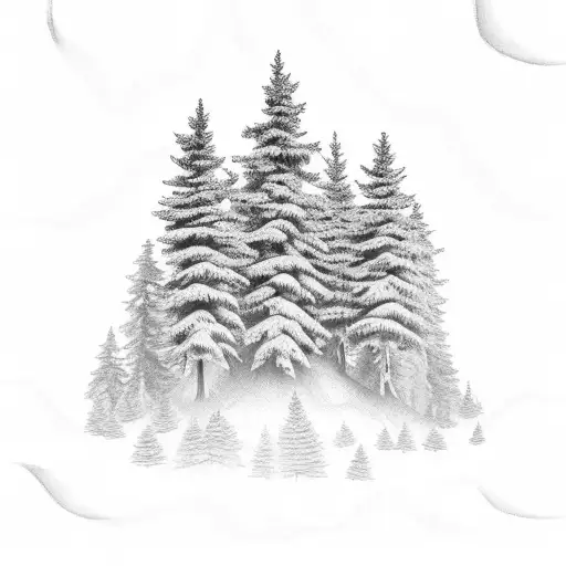 A Family Of Trees Hiking Up A Mountain