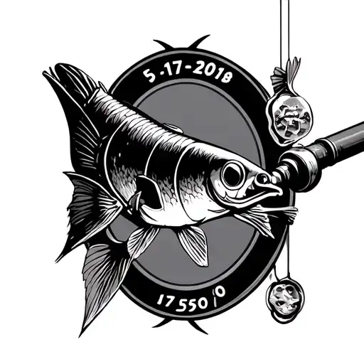 Fishing Pole With Dates 5-17-1950 Through 1-1-2018 In The Fishing Line