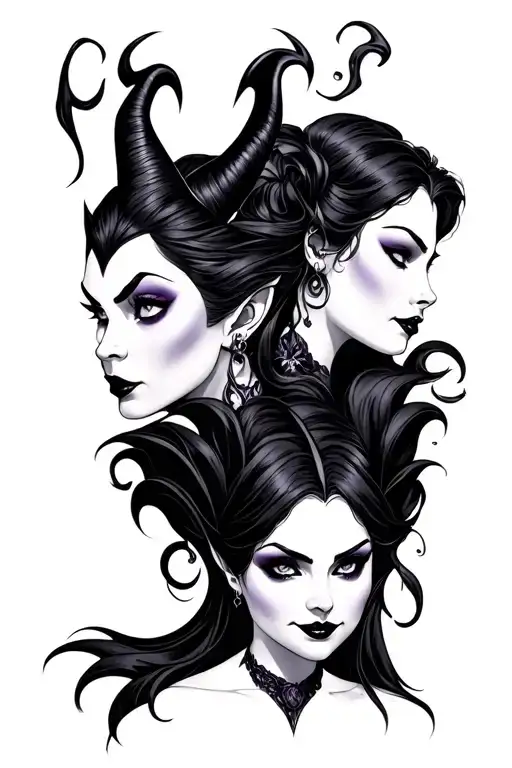 Maleficent And Ursula Faces Gothic Style