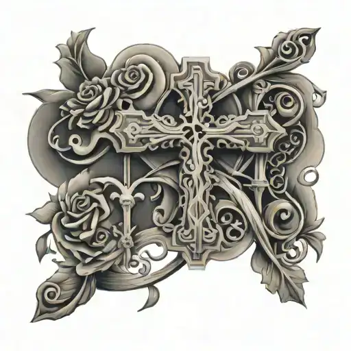 An Ethel Cain Inspired Tattoo Featuring Religious Symbolism Like Crosses