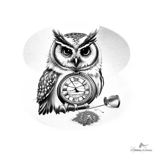 An Owl With A Classic Pocket Watch