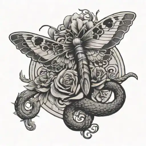 An Ethel Cain Inspired Tattoo With Moth And Snake Elements