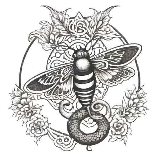 An Ethel Cain Inspired Tattoo With Moth And Snake Elements