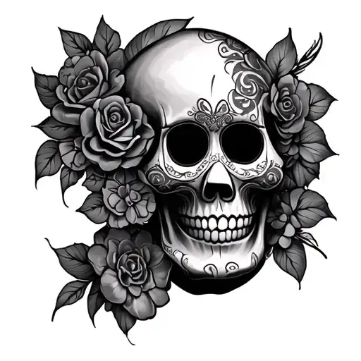 Sugar Skull With Cross Shadow