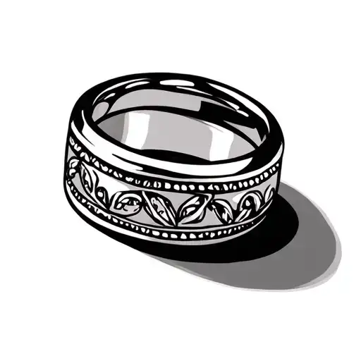 Christian Unisex Wedding Ring Tattoo On Finger