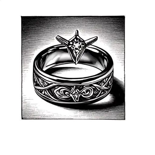 Christian Unisex Wedding Ring Tattoo On Finger
