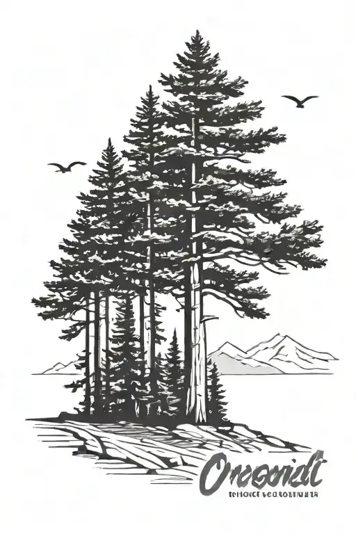 Minimalist Oregon Pine Tree Forest Forearm Half Sleeve