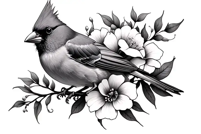 Coverup Floral And Cardinal Perched