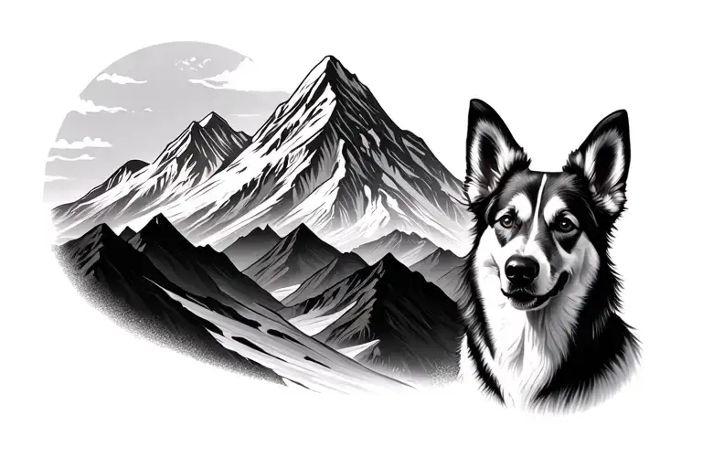Dog And Mountain Landscape