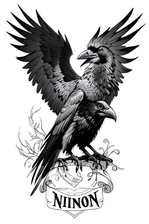 Raven With The Name Ninon A Half Drawing And Mechanics