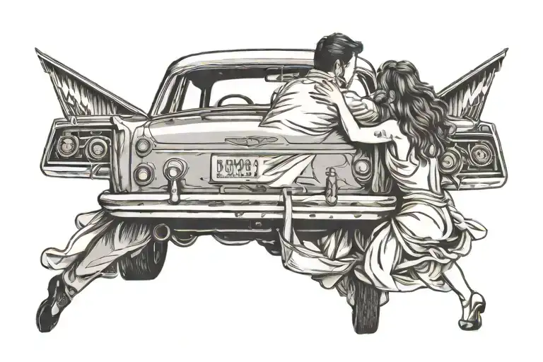 Back Of Car With Couple Dancing