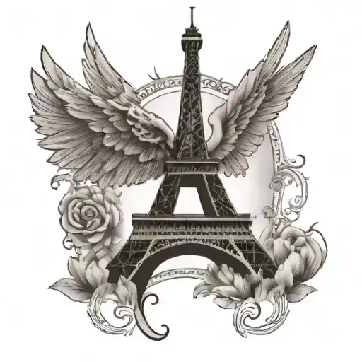 Simple Eiffel Tower With Angel Wings Made