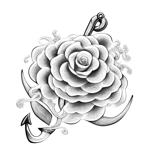 An Anchor Intertwined With Blooming Flowers And Vines