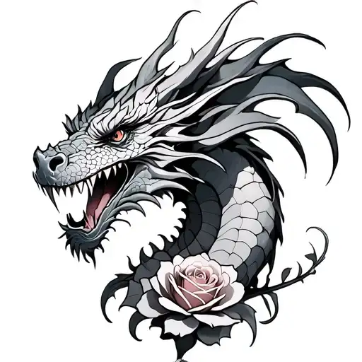 Dragon Mixed With Rose