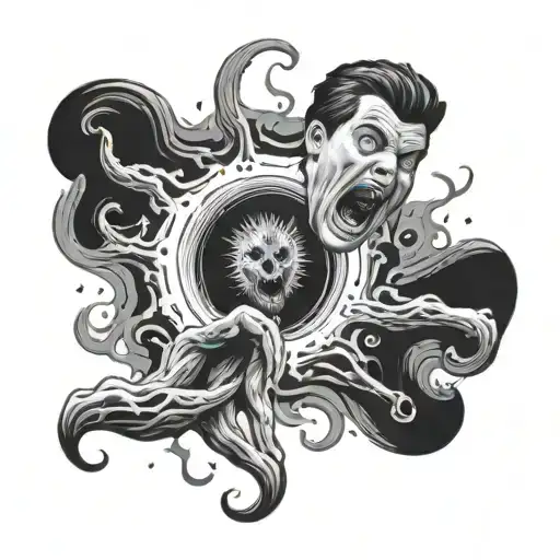 A Black Hole With A Man In The Middle Shouting For Helping