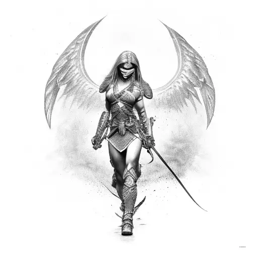 Female Warrior Christian Angel Sleeve
