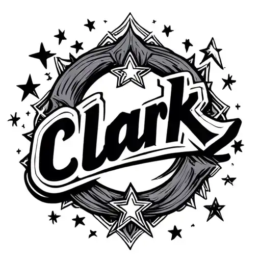 The Name Clark With Fine Line Stars Around
