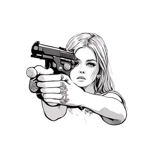 Girl Posture With Gun