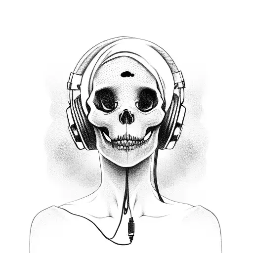 Skull Girl With Headphone