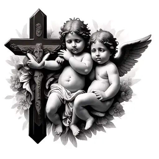 Cherub Babies And Crucifix