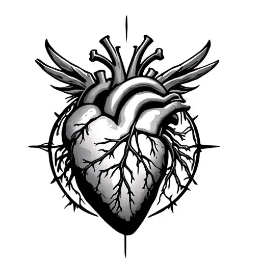 Sa Survivor Symbol With Anatomical Heart Surrounded