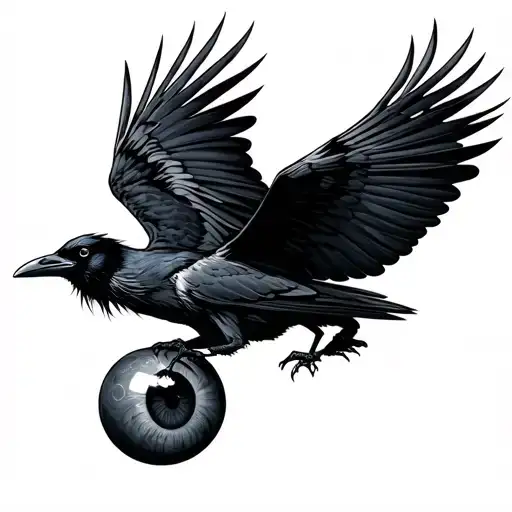 A Raven Midflight Carrying In Its Tallons A Human Eyeball