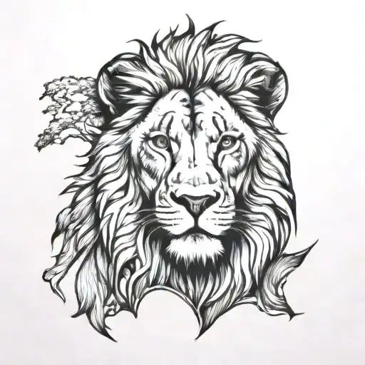 Africa Outline With Lion Head Inside