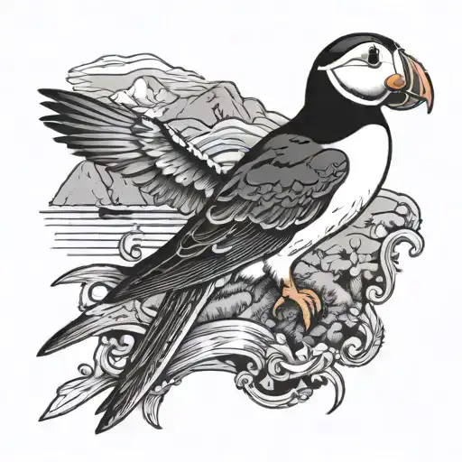 Shetland Islands Flag Puffin Bird Perched