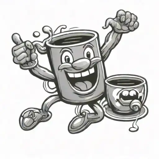 Kool Aid Man Holding Hands With A Coffee Cup