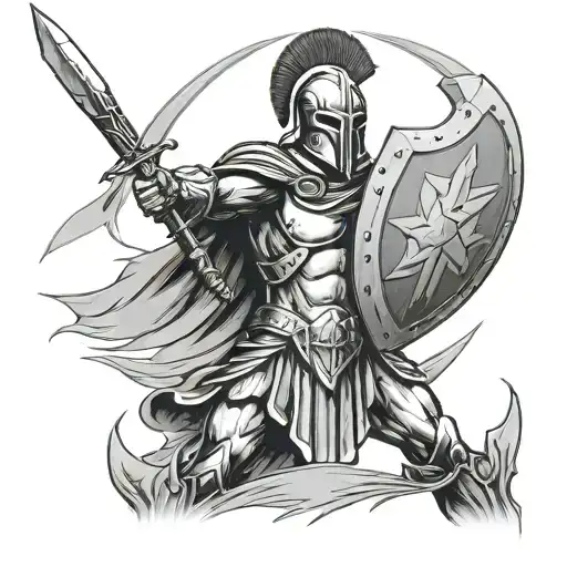 Spartan With Shield And Long Spear On Front Line