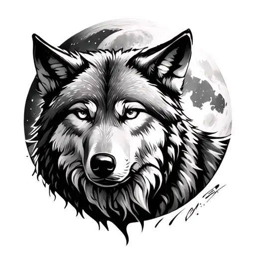 Super Wolf Blood Moon Winter Night Scene