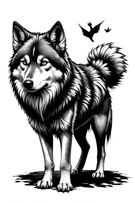 Black And White Tattoo Graphics Wolf Stands Separate From The Pack
