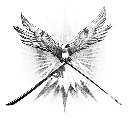 Eagle Standing On A Sword