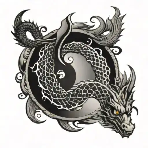 Dragon Snake Yin Yang Symbol