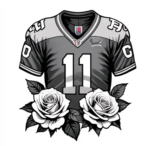 Football And Jersey And Roses Growing