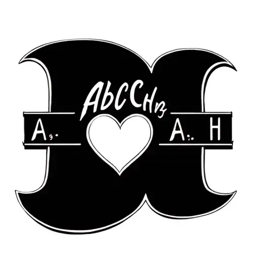 The Word Abcah With A Little Heart Shape Make It Linework