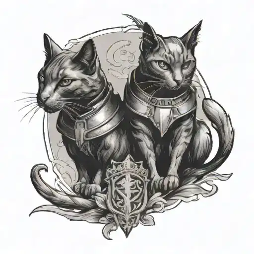 Two Black Cats As Knights