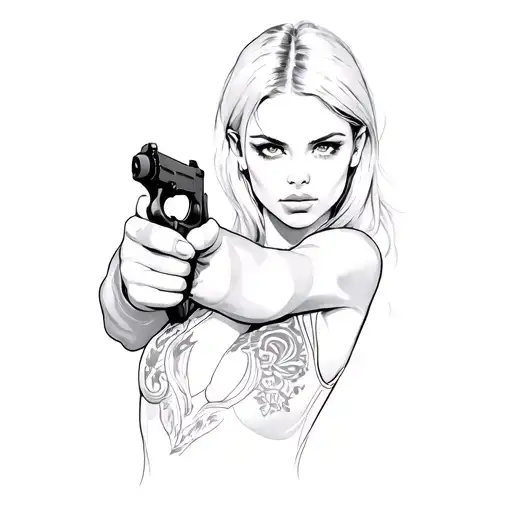A Woman Holding A Gun