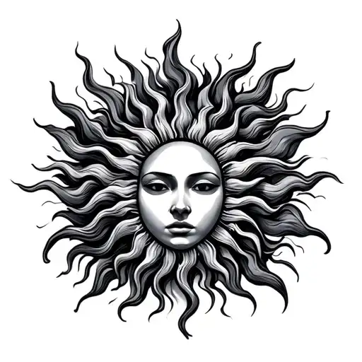 Sun With Flowing Rays And No Face