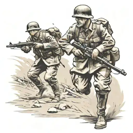 English Solider Charging Into German Tranches Ww2 In North Africa