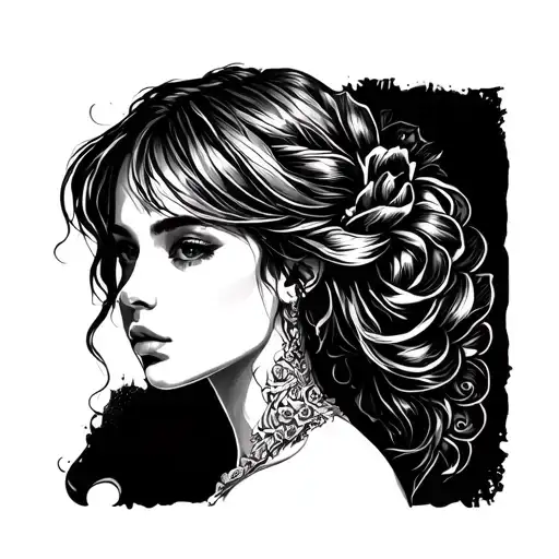 Girl's Silhouette On A White Background