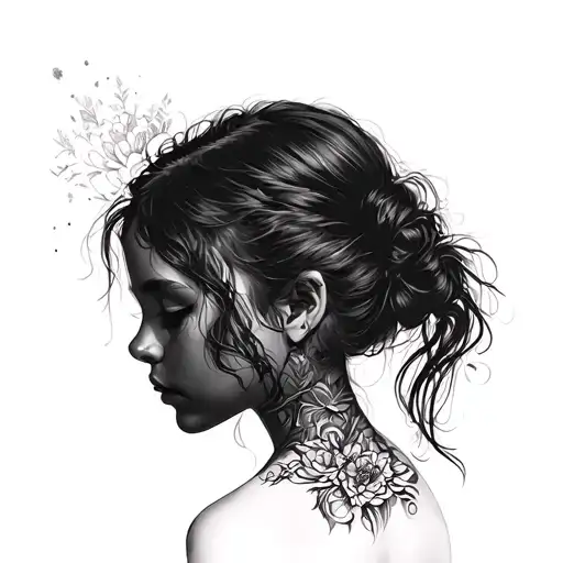 The Shadow Of A Girl On A White Background